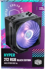 Кулер Cooler Master Hyper 212 RGB Black Edition with 1700 (150W, 4-pin, 158.8mm, tower, Al/Cu, RGB, fans: 1x120mm/59CFM/30dBA/2000rpm, 2066/2011-v3/2011/1700/1366/1200/115x/AM4/AM3+/AM3/AM2+/AM2/FM2+/FM2/FM1)