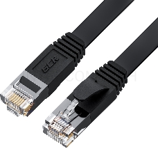 Патч-корд GCR PROF плоский прямой 20.0m, UTP медь кат.6, черный, 30 AWG, ethernet high speed 10 Гбит/с, RJ45, T568B, GCR-52865