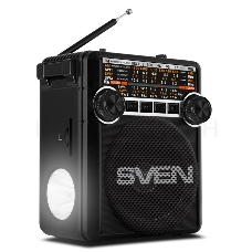 Радиоприемник АС SVEN SRP-355, черный (3 Вт, FM/AM/SW, USB, SD/microSD, фонарь, встроенный аккумулятор) АС SVEN SRP-355, черный (3 Вт, FM/AM/SW, USB, SD/microSD, фонарь, встроенный аккумулятор)