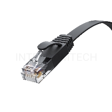 Патч-корд GCR PROF плоский прямой 20.0m, UTP медь кат.6, черный, 30 AWG, ethernet high speed 10 Гбит/с, RJ45, T568B, GCR-52865