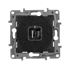 Зарядное устройство с двумя USB-разьемами тип A-тип С 240В/5В 3000мА - Etika - Цвет Антрацит