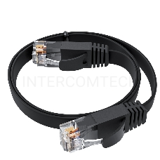 Патч-корд GCR PROF плоский прямой 20.0m, UTP медь кат.6, черный, 30 AWG, ethernet high speed 10 Гбит/с, RJ45, T568B, GCR-52865