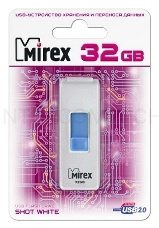 Флеш Диск 32GB Mirex Shot, USB 2.0, Белый