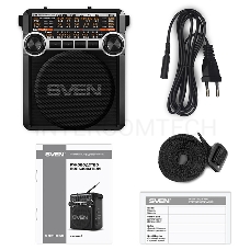 Радиоприемник АС SVEN SRP-355, черный (3 Вт, FM/AM/SW, USB, SD/microSD, фонарь, встроенный аккумулятор) АС SVEN SRP-355, черный (3 Вт, FM/AM/SW, USB, SD/microSD, фонарь, встроенный аккумулятор)