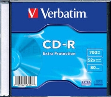 Диск CD-R Verbatim 700Mb 52x Slim case (1шт) (43347)