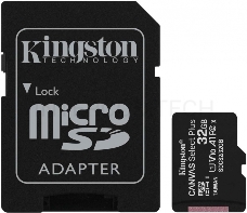 Флеш карта microSDHC 32GB  Class10 Kingston <SDCS2/32GB> Class10 UHS-I Canvas Select up to 100MB/s с адапт.