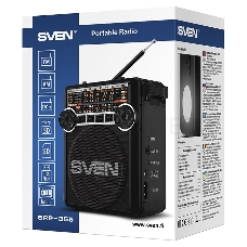 Радиоприемник АС SVEN SRP-355, черный (3 Вт, FM/AM/SW, USB, SD/microSD, фонарь, встроенный аккумулятор) АС SVEN SRP-355, черный (3 Вт, FM/AM/SW, USB, SD/microSD, фонарь, встроенный аккумулятор)