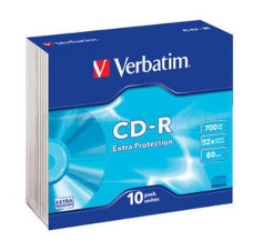 Диск CD-R Verbatim 700Mb 52x Slim case (10шт) (43415)