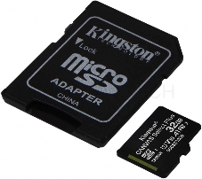 Флеш карта microSDHC 32GB  Class10 Kingston <SDCS2/32GB> Class10 UHS-I Canvas Select up to 100MB/s с адапт.