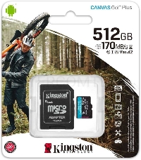 Флеш карта microSDXC 512Gb Class10 Kingston SDCG3/512GB Canvas Go! Plus + adapter