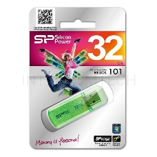 Флеш Диск Silicon Power 32Gb Helios 101 SP032GBUF2101V1N USB2.0 зеленый