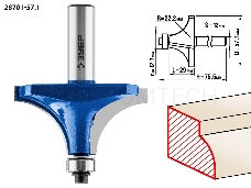 Фреза ЗУБР 28701-57.1  кромочная калевочная №1 d= 57.1мм дл.-29мм рад.-22.2мм хв.-12мм d-12.7мм