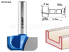 Фреза ЗУБР 28746-28.6  пазовая фасонная №7 d= 28.6мм дл.-13мм рад.-5мм хв.-8мм