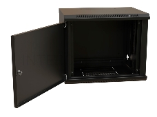 Шкаф коммутационный WRline (WR-TW-1245-SR-RAL9004) настенный 12U 600x450мм пер.дв.металл 2 бок.пан. 60кг черный 370мм 650мм IP20 сталь