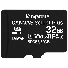 Флеш карта microSDHC 32GB microSDXC Class10 Kingston <SDCS2/32GBSP> Class10 UHS-I Canvas Select up to 100MB/s