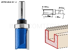 Фреза ЗУБР 28756-28.6-38-12  пазовая прямая с верхним подшипн. d= 28.6мм дл.-38мм хв.-12мм d-28.6мм