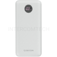 Внешний аккумулятор CANYON  PB-2002 Power bank 20000mAh Li-poly battery, Input Type-C 5V3A,9V2A,18W  , Output Type-C：5V3A,9V2.2A,12V1.5A,20W, Output USBA1/USBA2：5V3A,5V/4.5A,4.5V/5A,9V2A,12V1.5A,22.5W147.5*69*28.6mm, 0.437g , cable  Type C, white