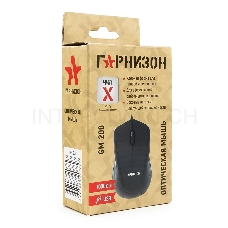 Мышь Гарнизон GM-200, USB, чип- Х, черный, 1000 DPI, 2кн.+колесо-кнопка