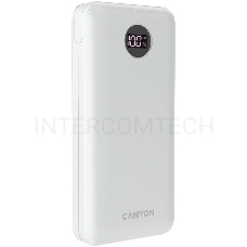 Внешний аккумулятор CANYON  PB-2002 Power bank 20000mAh Li-poly battery, Input Type-C 5V3A,9V2A,18W  , Output Type-C：5V3A,9V2.2A,12V1.5A,20W, Output USBA1/USBA2：5V3A,5V/4.5A,4.5V/5A,9V2A,12V1.5A,22.5W147.5*69*28.6mm, 0.437g , cable  Type C, white