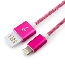 Кабель Gembird USB 2.0 Cablexpert CCB-ApUSBr1m, AM/Lightning 8P, 1м, армированная оплетка, разъемы розовый металлик, блистер