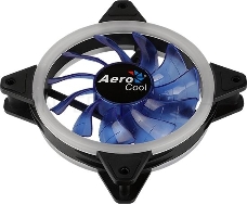 Вентилятор Aerocool REV Blue , 120x120x25мм, цвет светодиодов : синий, подсветка в виде двойного кольца, 3+4-Pin, 1200 об/мин, 41,3 CFM, 15,1 дБА