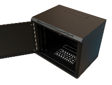 Шкаф коммутационный WRline (WR-TW-1266-SR-RAL9004) настенный 12U 600x600мм пер.дв.металл 2 бок.пан. 60кг черный 520мм 650мм IP20 сталь