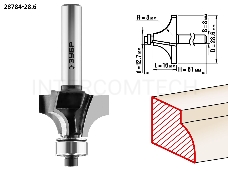 Фреза кромочная калевочная №1 ПРОФЕССИОНАЛ (28.6х16х61 мм; R8 мм; хвостовик 8 мм) Зубр 28784-28.6