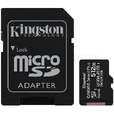 Флеш карта microSDHC 512GB microSDXC Class10 Kingston <SDCS2/512GB> UHS-I Canvas Select up to 100MB/s с адапт.