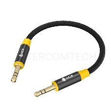 Кабель GCR  0.5m аудио jack 3.5mm/jack 3.5mm черный нейлон, GOLD, AL case черный, желтая окантовка, M/M, GCR-54245