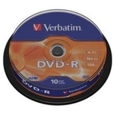 Диск DVD-R Verbatim 4.7Gb 16x bulk (10шт) (43729)