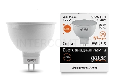 Лампа GAUSS LED Elementary 13516  MR16 GU5.3 5.5W 2700К  1/10/100