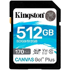 Флеш карта SD 512GB Kingston SDXC Class 10 UHS-I U3 V30 Canvas Go Plus 170MB/s