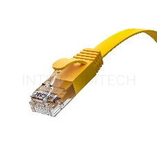 Патч-корд GCR PROF плоский прямой 2.0m, UTP медь кат.6, желтый, 30 AWG, ethernet high speed 10 Гбит/с, RJ45, T568B, GCR-52827