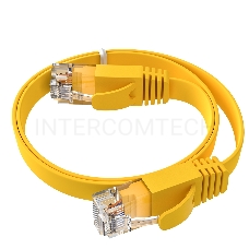 Патч-корд GCR PROF плоский прямой 2.0m, UTP медь кат.6, желтый, 30 AWG, ethernet high speed 10 Гбит/с, RJ45, T568B, GCR-52827