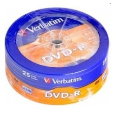 Диск DVD-R Verbatim 4.7Gb 16x Cake Box (25шт) (43730)