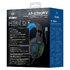 Гарнитура SVEN AP-U980MV, черный-синий (USB, LED, 7.1, 2.2m)