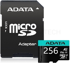 Карта памяти MICRO SDXC 256GB W/AD. AUSDX256GUI3V30SA2-RA1 ADATA