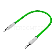 Кабель аудио GCR  1.0m jack 3,5mm/jack 3,5mm зеленый нейлон, белые коннекторы зеленая окантовка, ультрагибкий, 28 AWG, M/M, Premium, экран, стерео, GCR-AVC8262-1.0m