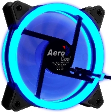 Вентилятор Aerocool REV Blue , 120x120x25мм, цвет светодиодов : синий, подсветка в виде двойного кольца, 3+4-Pin, 1200 об/мин, 41,3 CFM, 15,1 дБА