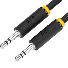 Кабель GCR 3.0m аудио jack 3,5mm/jack 3,5mm черный, желтая окантовка, ультрагибкий, M/M, Premium, экран, стерео, GCR-53815