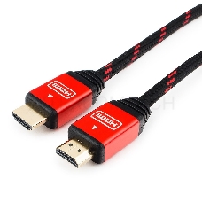 Кабель HDMI Cablexpert, серия Gold, 3 м, v1.4, M/M, красный, позол.разъемы, алюминиевый корпус, нейлоновая оплетка, коробка