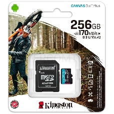 Карта памяти Kingston 256GB microSDXC Canvas Go Plus 170R A2 U3 V30 Card + ADP EAN: 740617301250