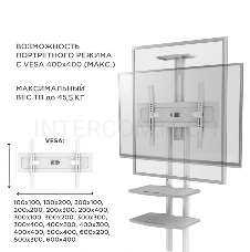 Стойка для телевизора с кронштейном ONKRON TS1552 40-70, мобильная, белая