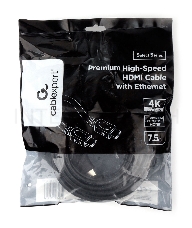 Кабель HDMI Cablexpert CC-HDMI4L-7.5M, 7.5м, v2.0, 19M/19M, серия Light, черный, позол.разъемы, экран, пакет