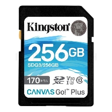 Карта памяти Kingston 256GB SDXC Canvas Go Plus 170R C10 UHS-I U3 V30 EAN: 740617301519