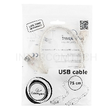 Кабель удлинитель USB2.0 Pro Cablexpert CCF-USB2-AMAF-TR-0.75M, AM/AF, 0,75м, экран, 2феррит.кольца, прозрачный, пакет