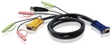 Кабель ATEN KVM Cable 2L-5305U Кабель для KVM: USB(Am)+DB15(m)+2*Audio (PC) -на- SPHD15(m)+2*Audio (KVM), 5м