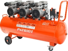 Компрессор Patriot поршневой безмасляный WO 100-440, 440 л/мин, 8 бар, 2500 Вт, 100 л, быстросъем и елочка с вентилем