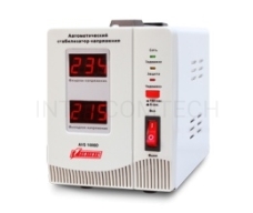 Стабилизатор напряжения Powerman AVS-D Voltage Regulator 1000VA, Digital Indication, 2x Schuko Outlets, 1m Power Cord, 230V, 1 year warranty, White