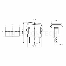 Выключатель клавишный 250V 6А (3с) ON-OFF зеленый  с подсветкой  Mini ВЛАГОЗАЩИТА REXANT